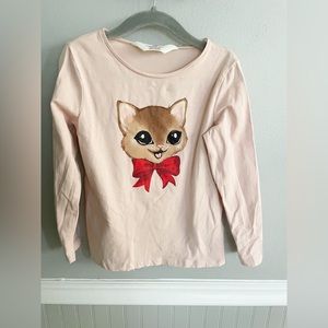 H&M Girls Cat Christmas Long Sleeve Shirt Size 5T/6